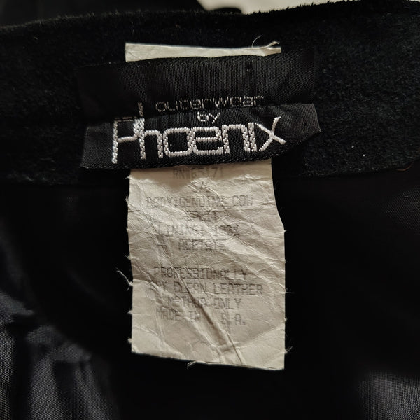 1990s Black Suede Pencil Short Skirt Outerwear by Phoenix Size 5/6 [Vintage]
