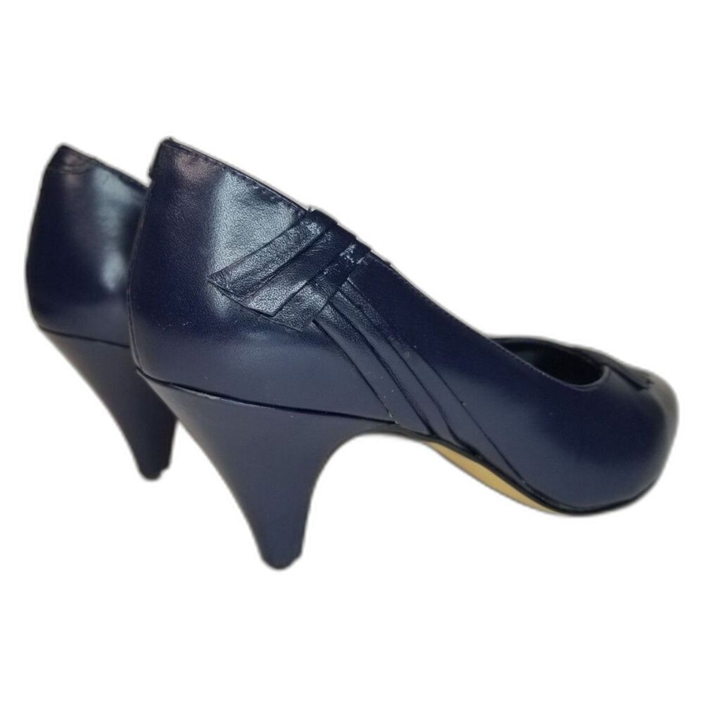 1980s Blue Leather Pump Heels Round Pointy Toe Size 6.5 Gently Used [Vintage]