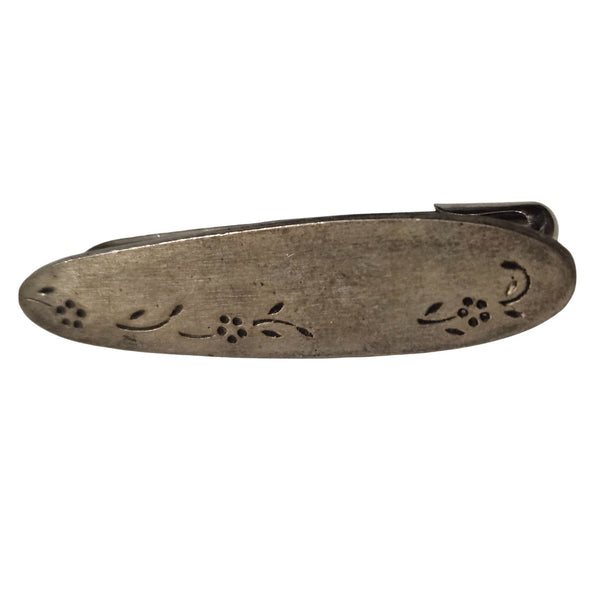 Lullaby Sterling 1946 Engraved Floral Antique Silver Diaper Safety Pin Vintage