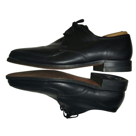 Nunn-Bush Black Leather Pointy Toe Lace Up Mens Dress Shoes Seam Detail Size 8 D