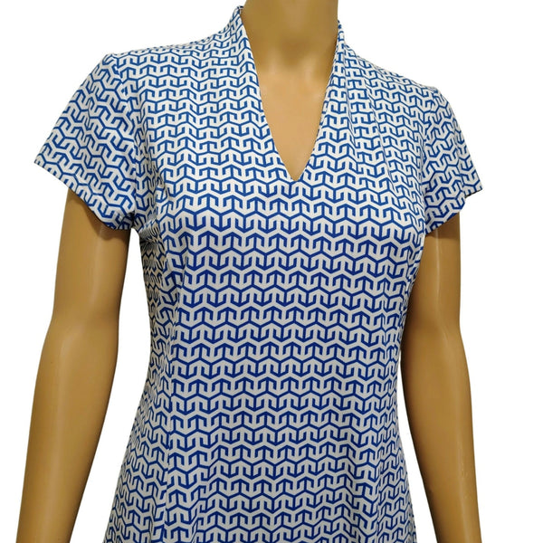 J. McLaughlin Ivana Women Short Sleeve Blue White Short Athletic Dress Sz Small