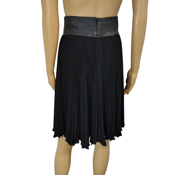 Black Gray High Waisted Pleated Ruffle Full Circle Fit & Flare Skirt Size 0