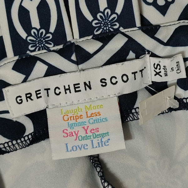 Gretchen Scott Blue White Jersey Athletic Dress Cut Out Isosceles Design Size XS