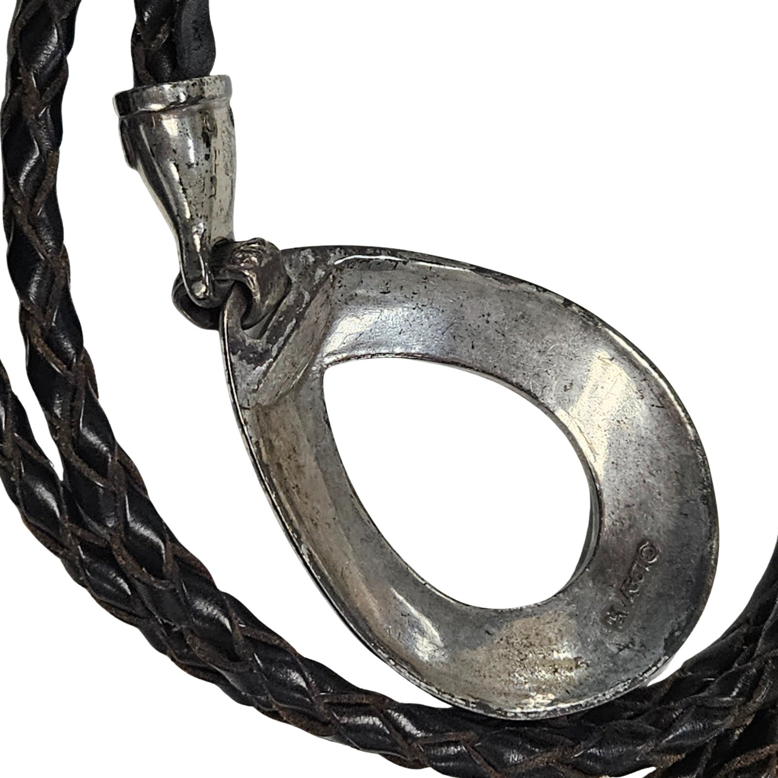 1990s Silver Brighton Western Lariat Double Braided Pull Through Leather Belt [Vintage]