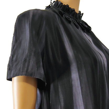 Silk Black Gray Marni Midi High Neck A Line Sheath Dress Lined Size 8 US 44 IT