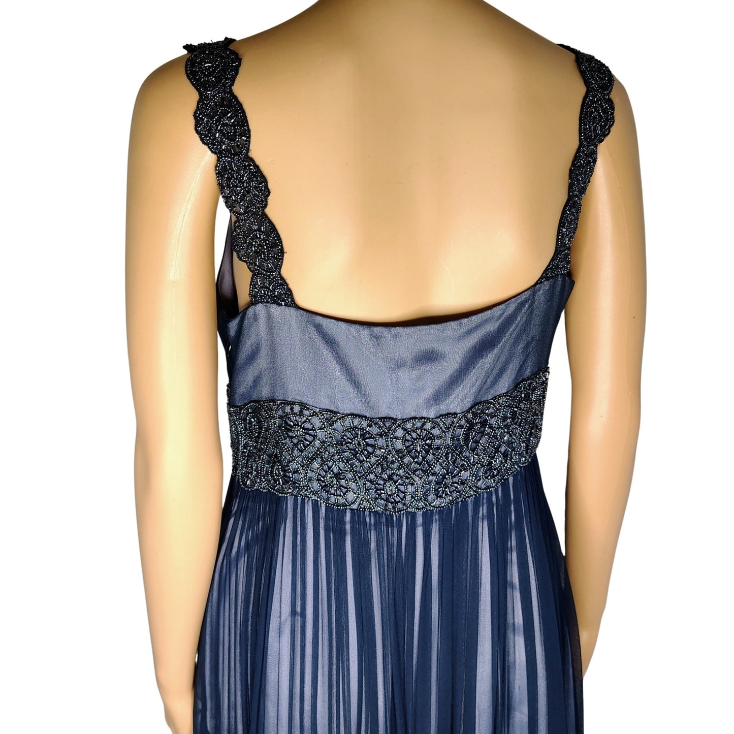 100% Silk Adrianna Papell Evening Formal Semi-Formal Dress Beaded Tank Top SZ 8P