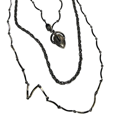 Vintage Layered Multi-chain Leaf Pendant Chain Link Necklace Victorian Style