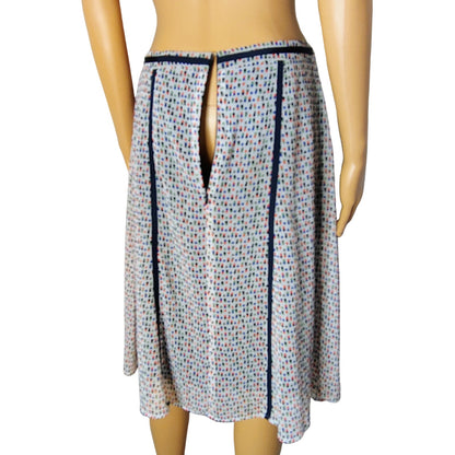 Blue Micro Boxes Graphic Designs A Line Midi Lined Skirt by Downeast Size Small