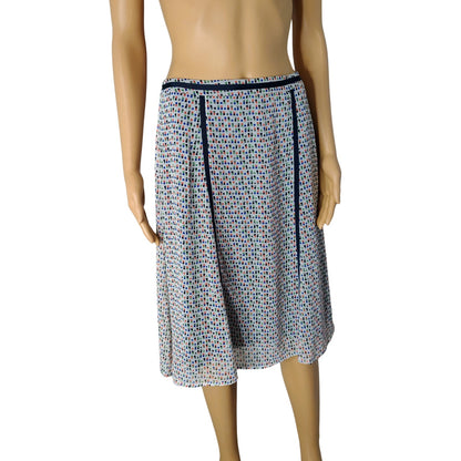 Blue Micro Boxes Graphic Designs A Line Midi Lined Skirt by Downeast Size Small