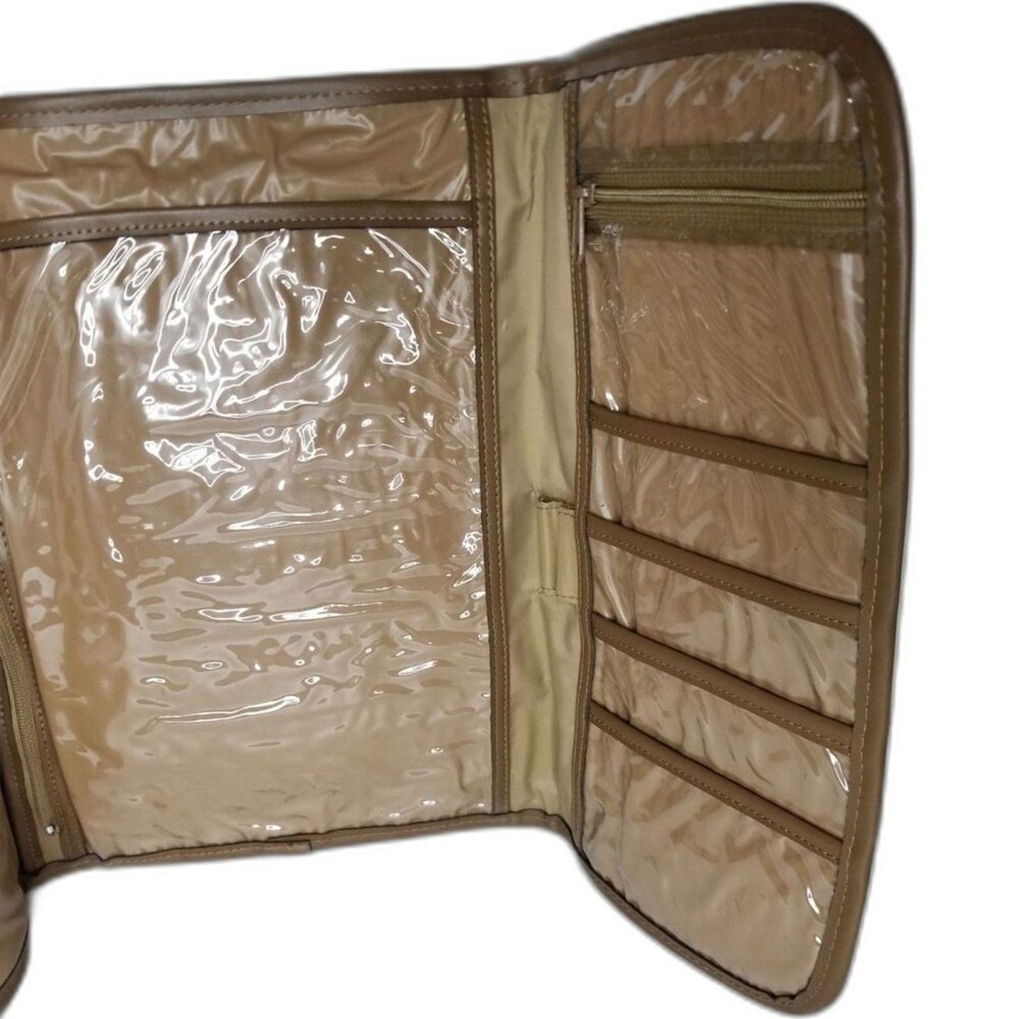 1970s Brown Travel Bag Water Resistant Plastic Maxi Clutch Folio Toiletry Bag [Vintage]