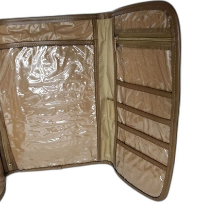 1970s Brown Travel Bag Water Resistant Plastic Maxi Clutch Folio Toiletry Bag [Vintage]