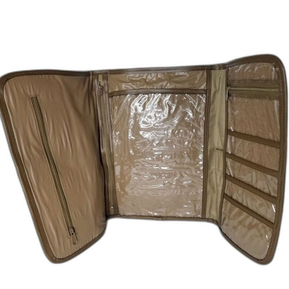 1970s Brown Travel Bag Water Resistant Plastic Maxi Clutch Folio Toiletry Bag [Vintage]