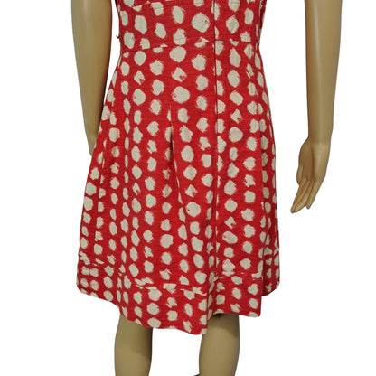 Orange Cream Bodycon Polka Dot Fit & Flare Racer Back Midi Dress Eliza J Size 6