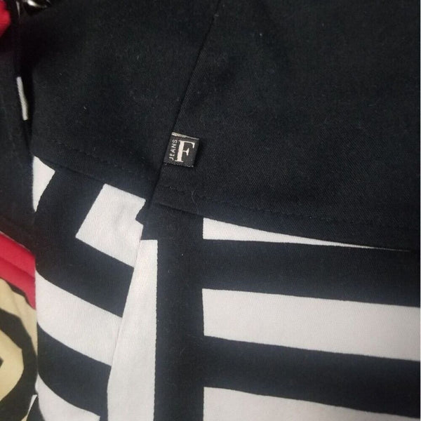 Gianfranco Ferre Jeans Geometric Print Y2K Mini Skirt White Black Red Size Medium [Vintage]