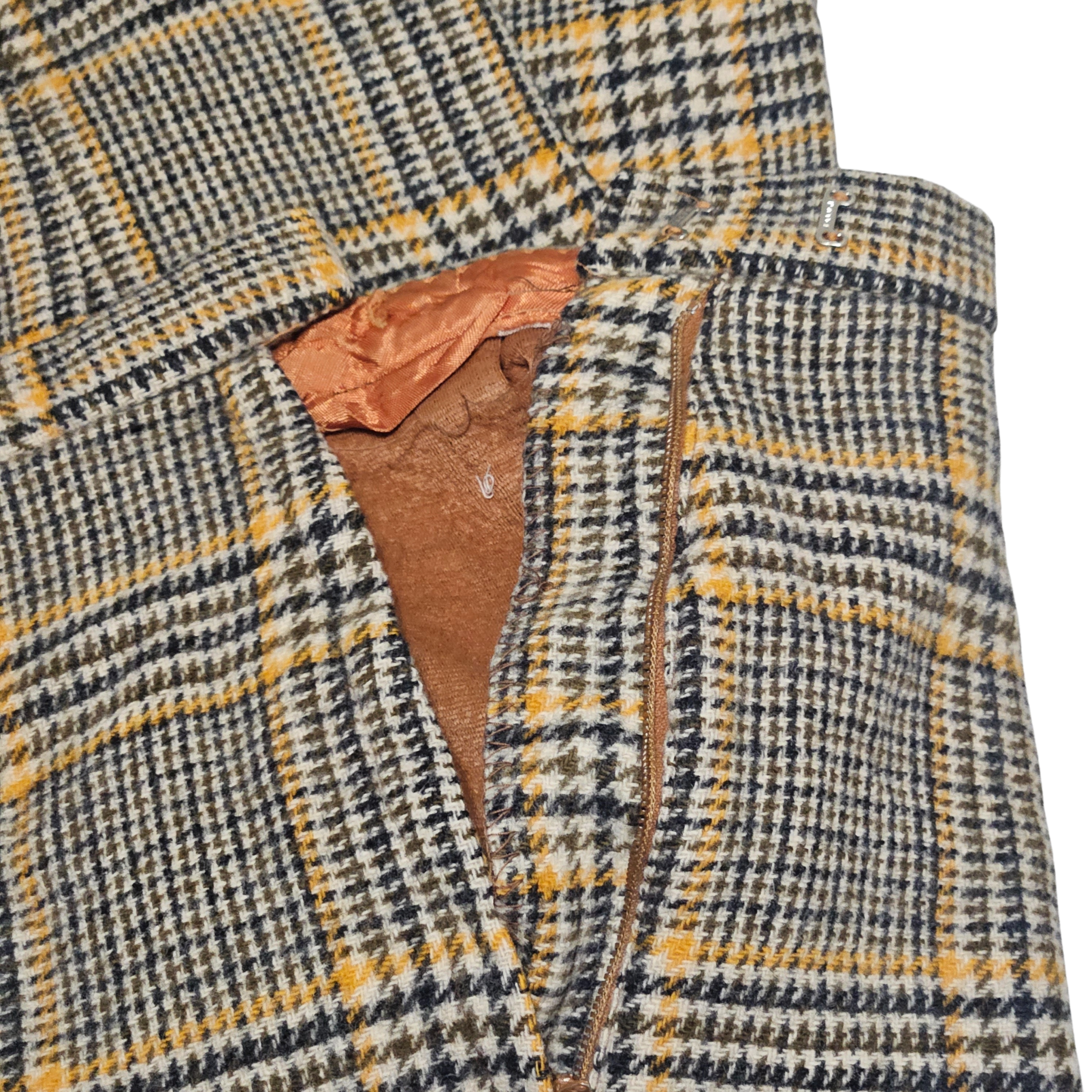 1950s Sears Plaid Vintage Flat Front Brown OJ Cream Wool High Waist Pants Rockabilly SZ 00