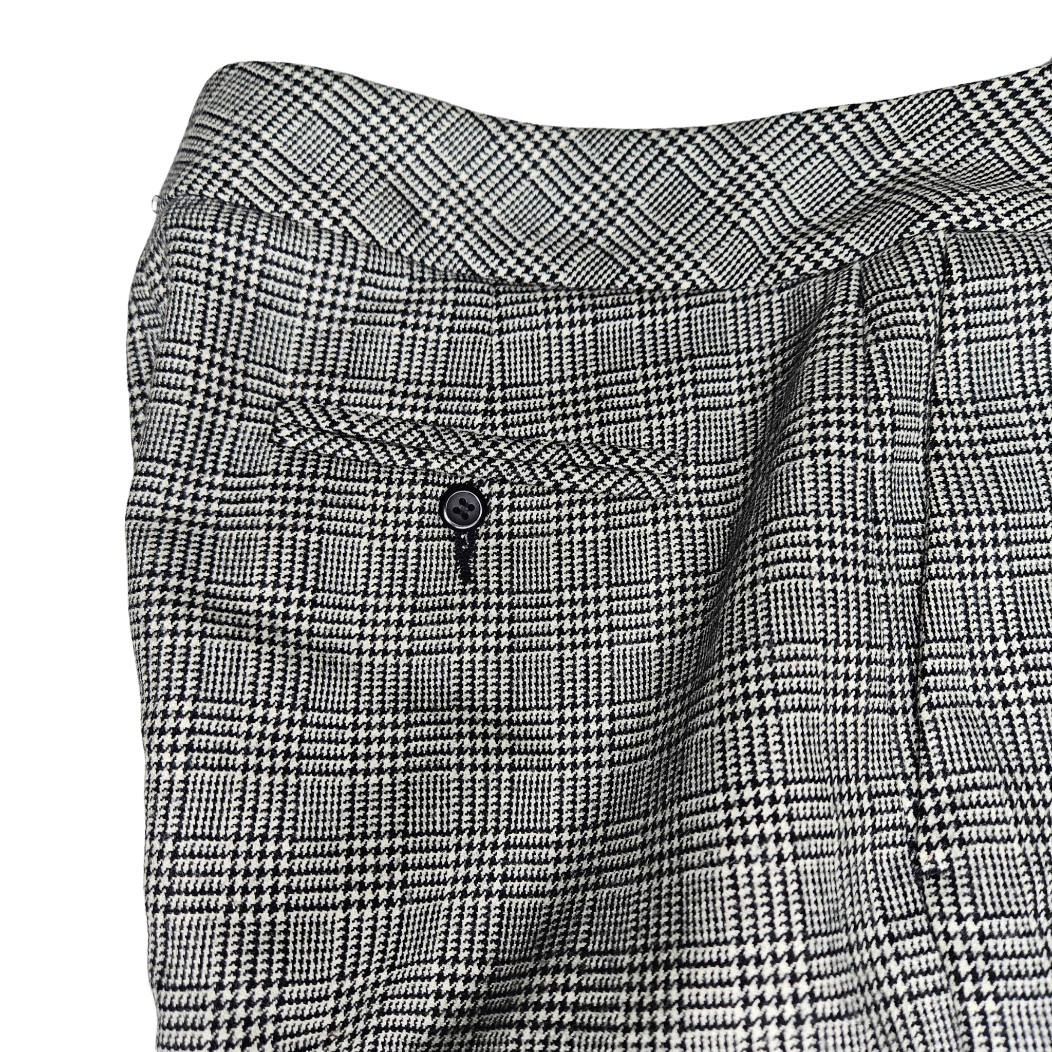 Y2k Pendleton Black White Glen Plaid 100% Virgin Wool Trousers Flat Front Slacks Wide Leg Pants Size 4
