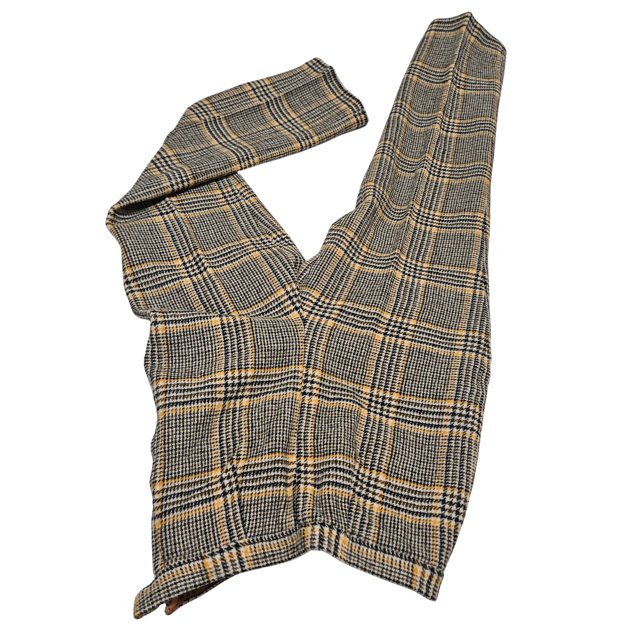 1950s Sears Plaid Vintage Flat Front Brown OJ Cream Wool High Waist Pants Rockabilly SZ 00