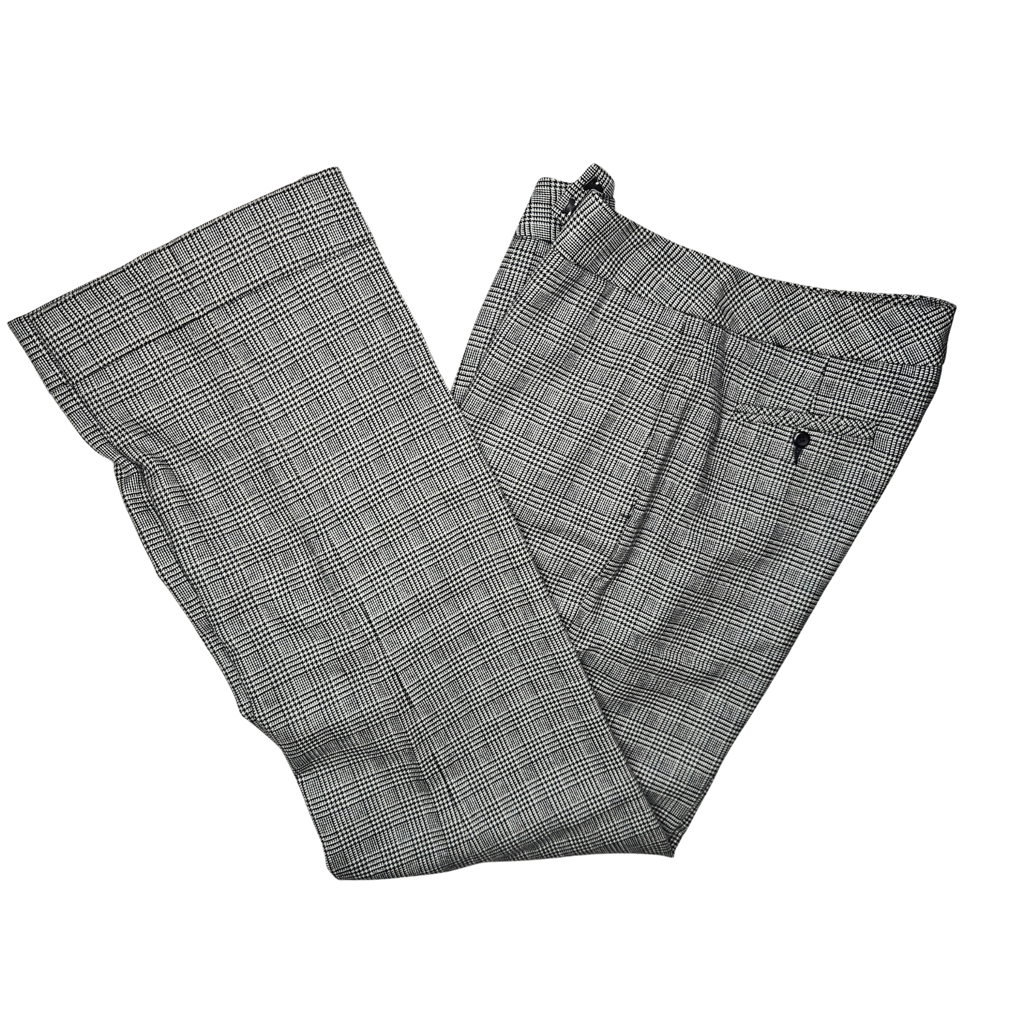 Y2k Pendleton Black White Glen Plaid 100% Virgin Wool Trousers Flat Front Slacks Wide Leg Pants Size 4