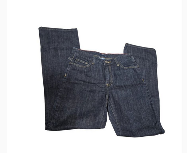 Nautica Dark 5 Pocket Denim Blue Jeans Wide Leg Bootcut with Slight Stretch Cotton Size 8