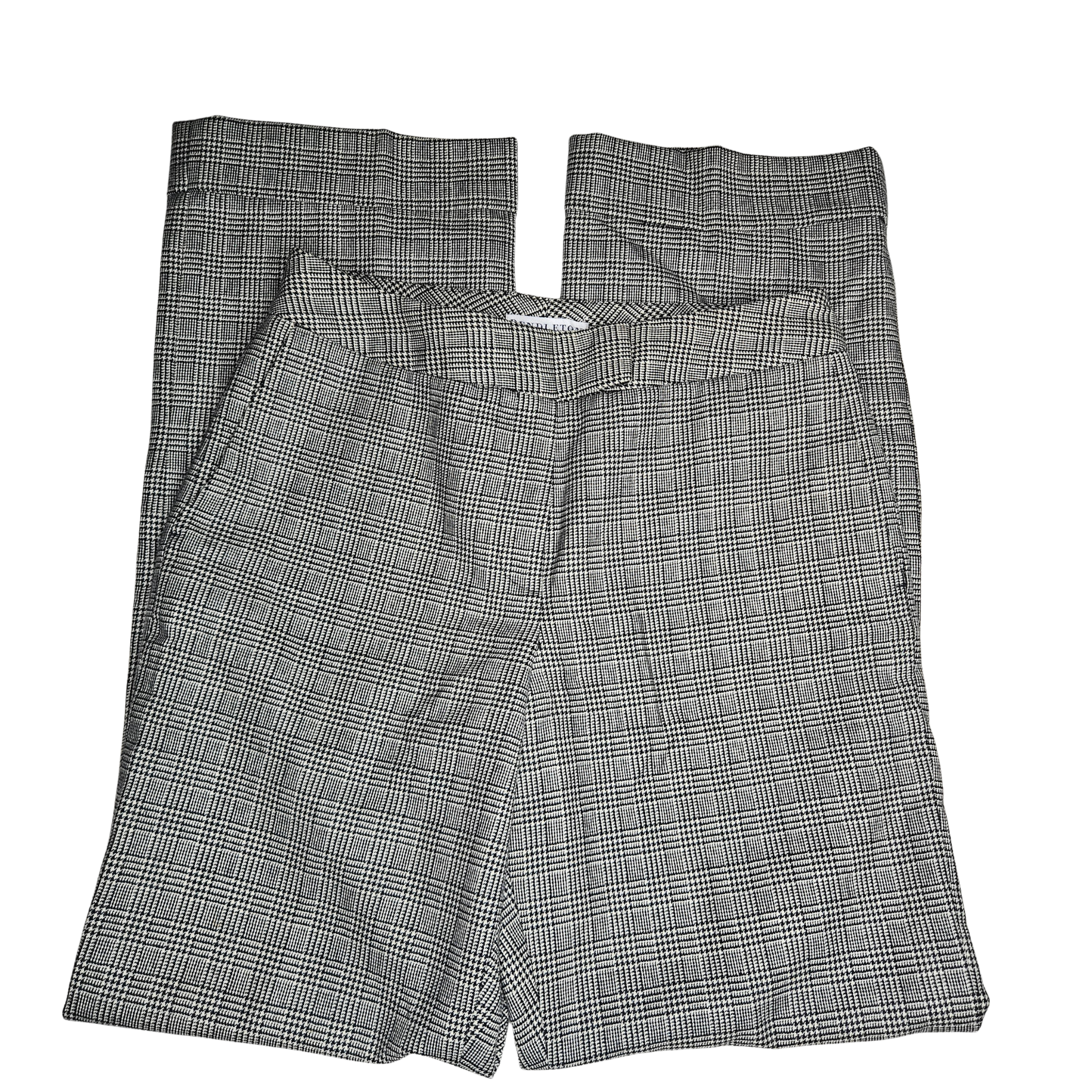 Y2k Pendleton Black White Glen Plaid 100% Virgin Wool Trousers Flat Front Slacks Wide Leg Pants Size 4