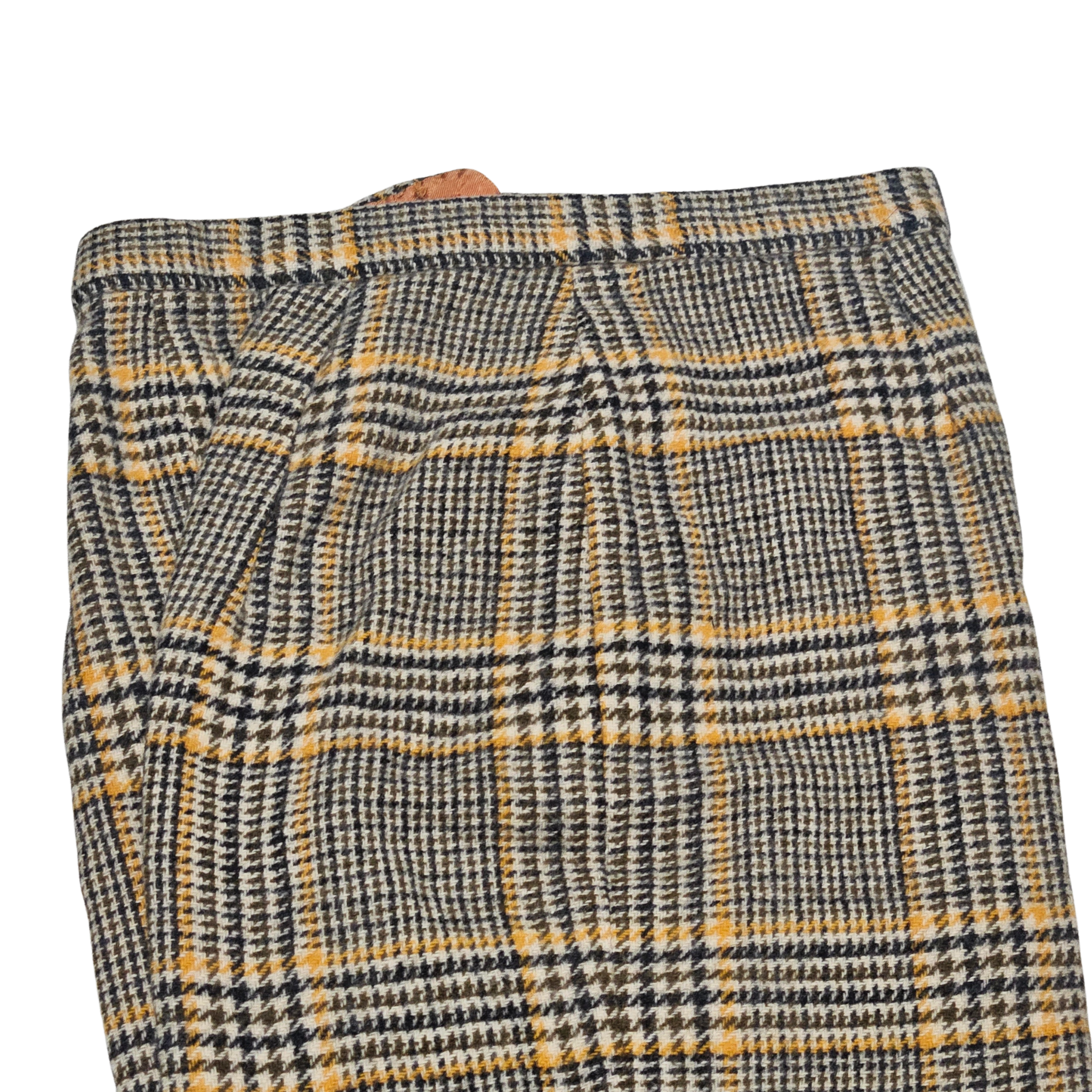 1950s Sears Plaid Vintage Flat Front Brown OJ Cream Wool High Waist Pants Rockabilly SZ 00