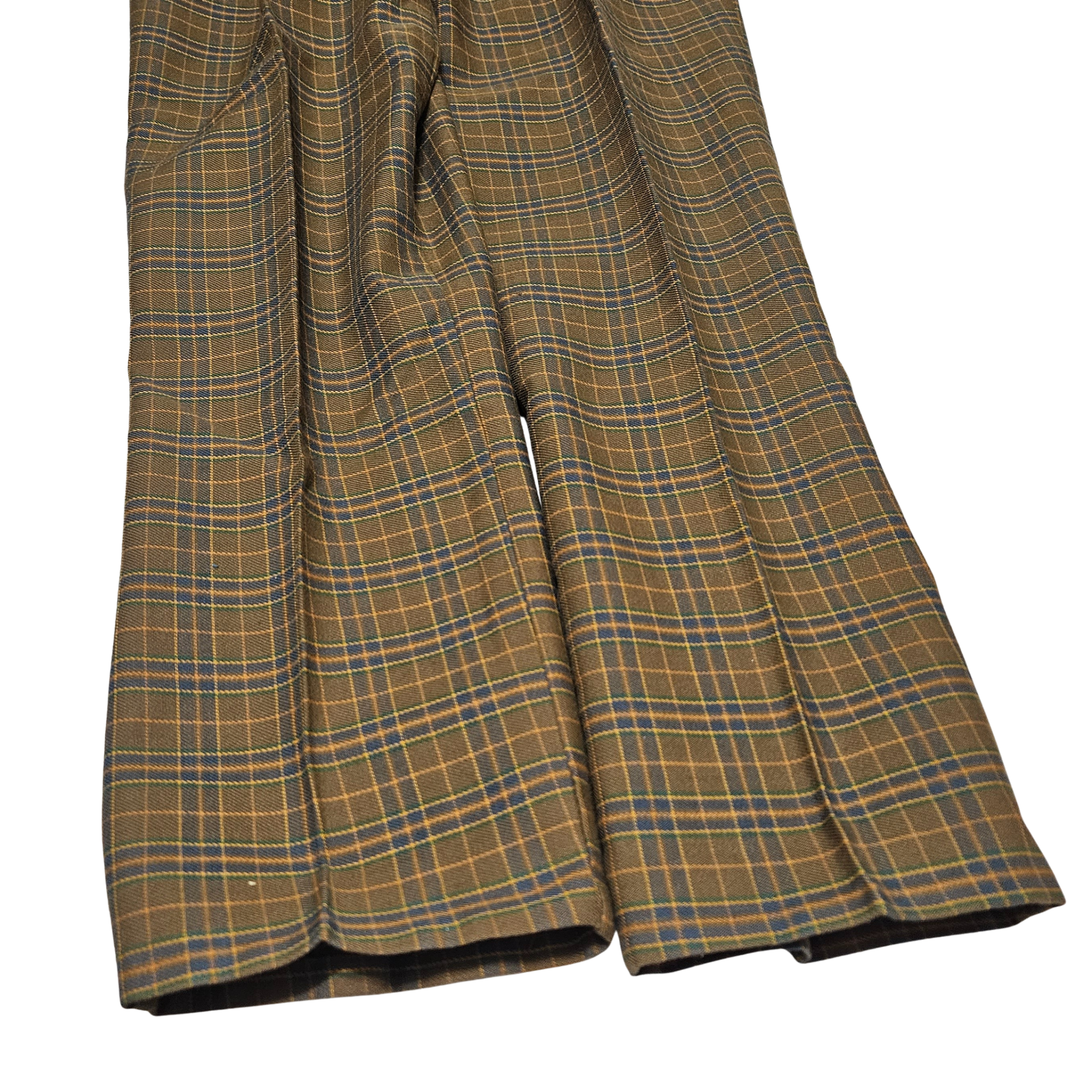 1950s Mod Plaid Flat Front Creased Cotton Back Zip Up Button Fly Pants Size 00