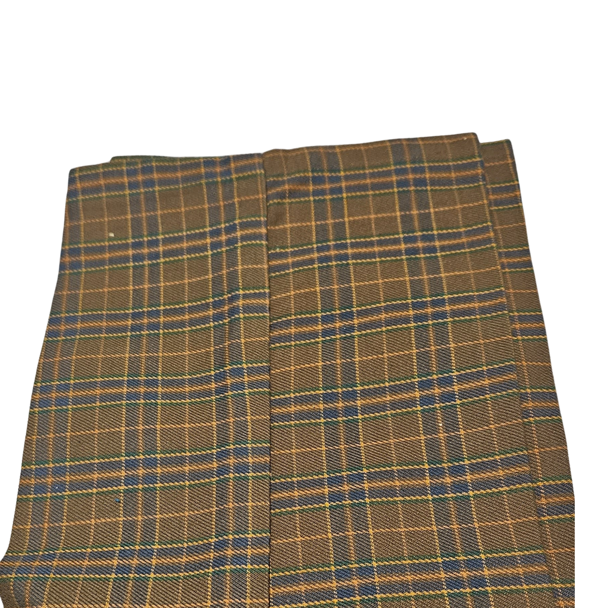 1950s Mod Plaid Flat Front Creased Cotton Back Zip Up Button Fly Pants Size 00