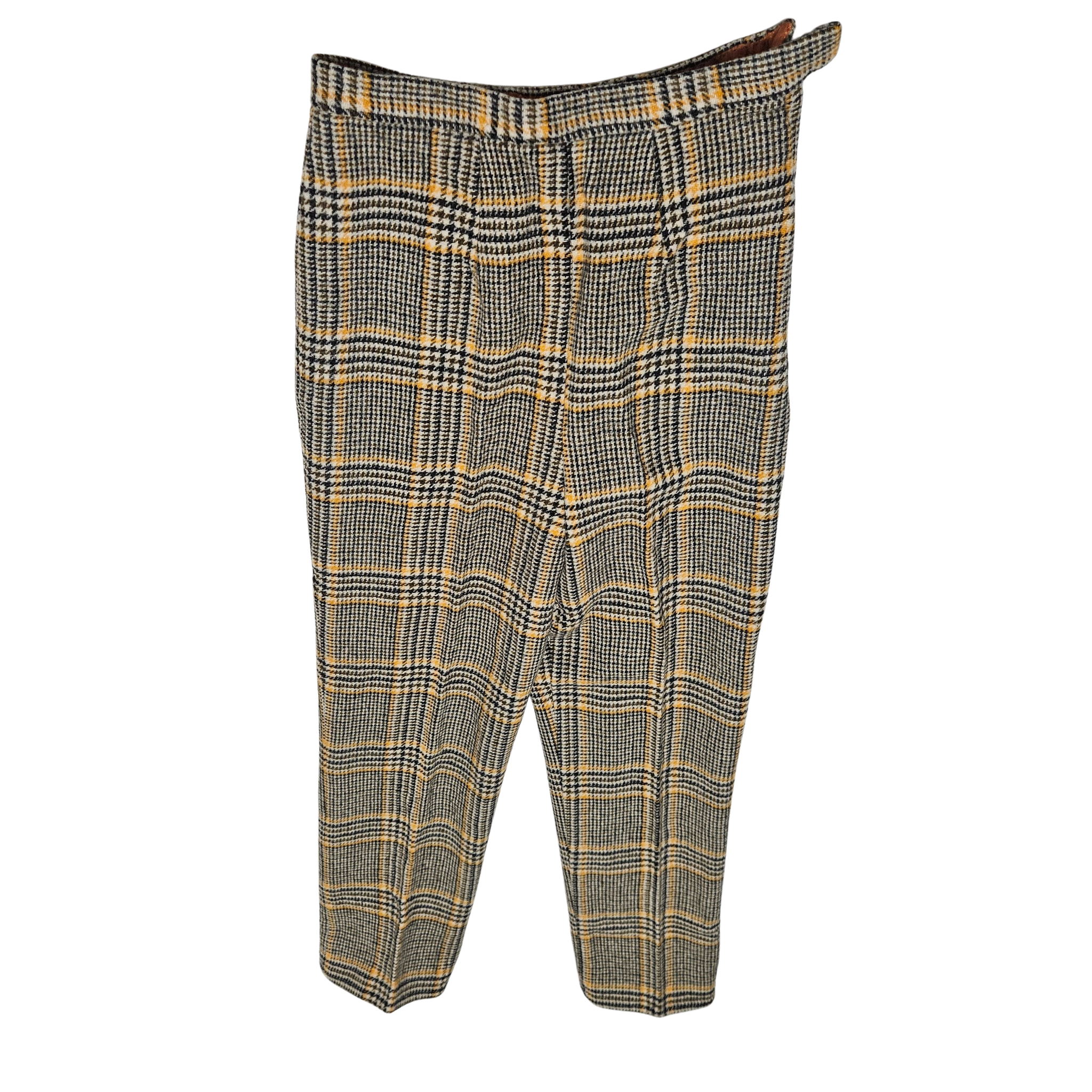 1950s Sears Plaid Vintage Flat Front Brown OJ Cream Wool High Waist Pants Rockabilly SZ 00