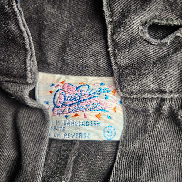 1980s Black Denim High Waisted Pleated Design Harem-Style Legs Double Belt Waist Detail Size 9 Womens