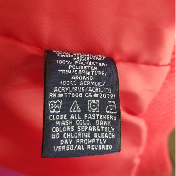 Red Tube Puffer Zip Up Winter Coat Short Collar Size Large [VINTAGE]